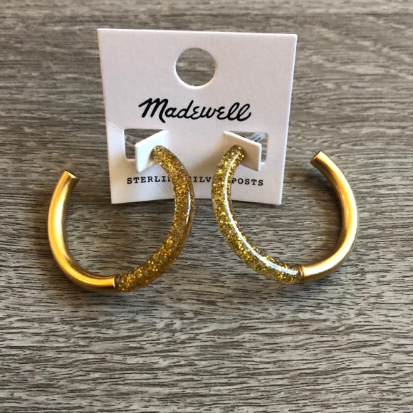 NWT Madewell Mini Resin & Metal Mix Hoop earrings - Picture 1 of 2
